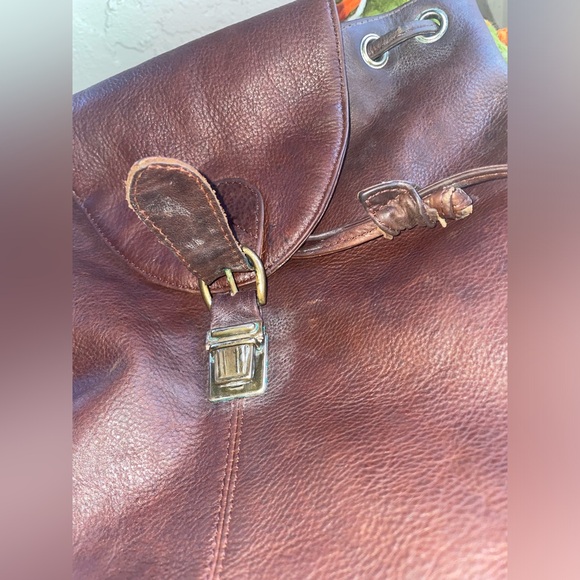 Bosboom Genuine Leather Brown Backpack Rucksack Bag w/ Push Lock Closure - Picture 10 of 11